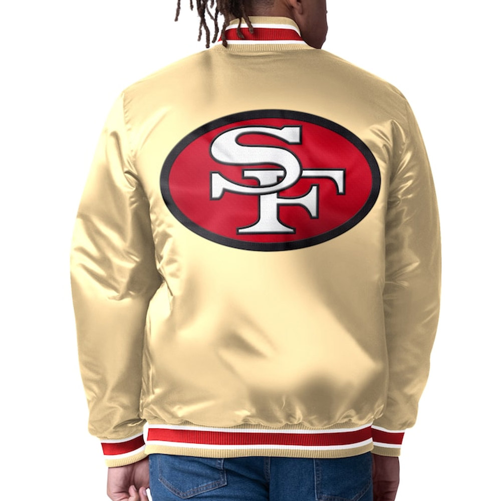 San Francisco 49ers Closer Scarlet/Gold Satin Jacket - Image 4