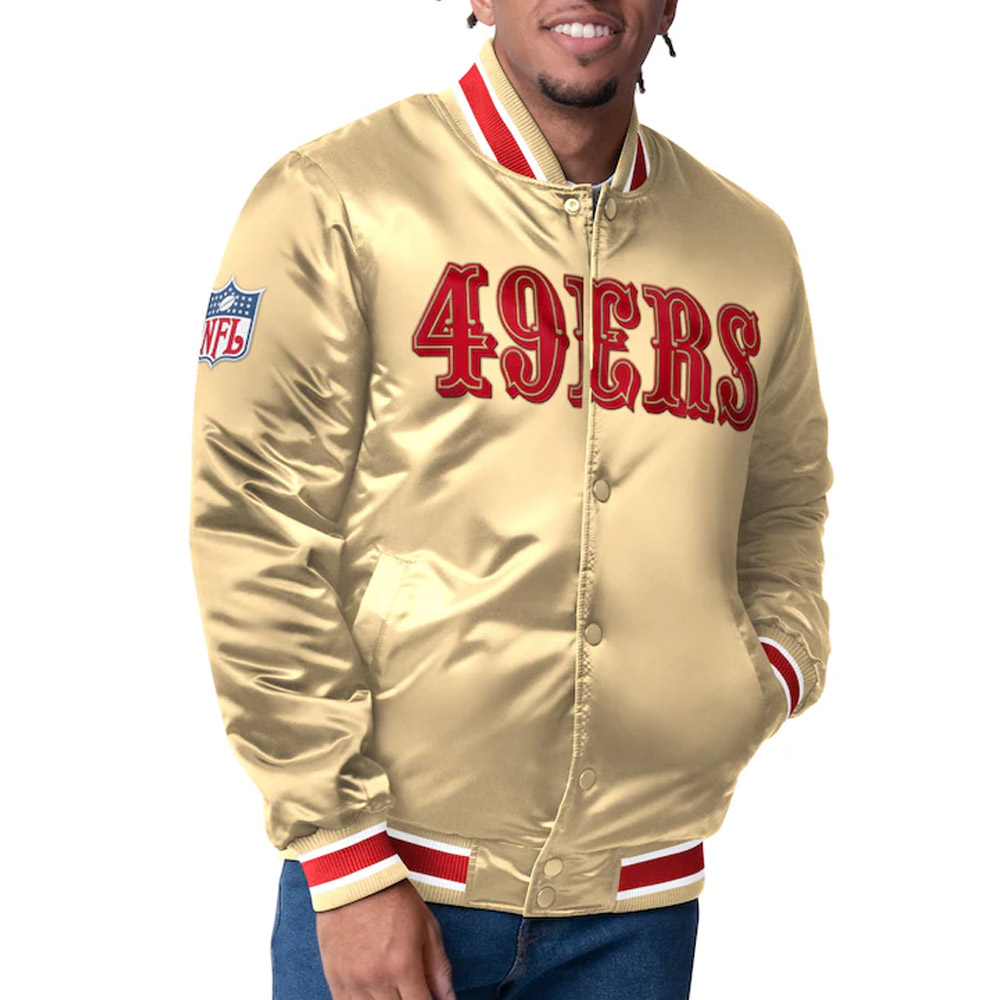 San Francisco 49ers Closer Scarlet/Gold Satin Jacket - Image 2