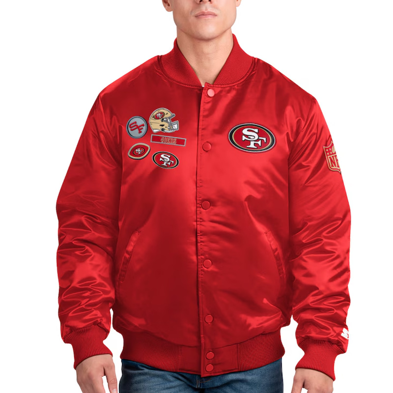 San Francisco 49ers Exclusive Scarlet Varsity Satin Jacket
