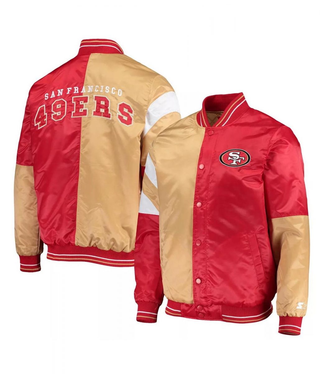 San Francisco 49ers 85 George Kittle Satin Varsity Jacket - Image 3