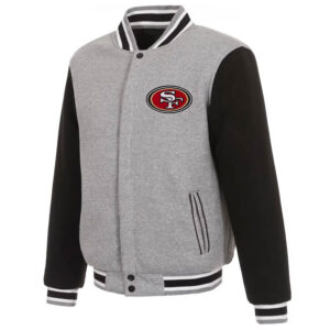 San Francisco 49ers Varsity Gray and Black Wool Jacket