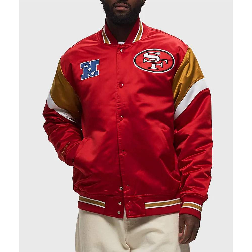 San Francisco 49ers Heavyweight Red Satin Jacket - Image 2