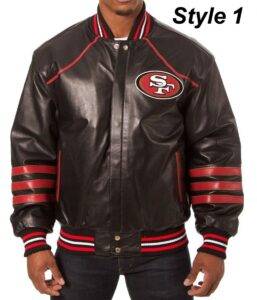 49ers San Francisco SF Varsity Striped Leather Jacket