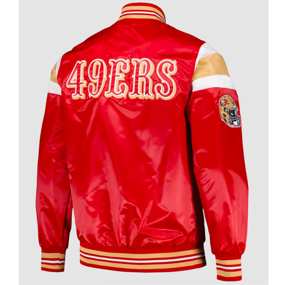San Francisco 49ers Midweight Red Satin Jacket - Image 2