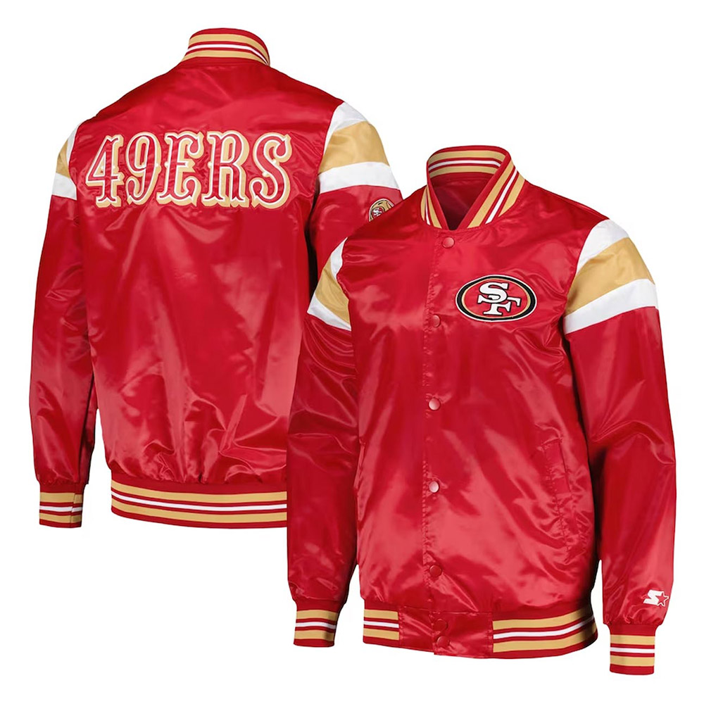 San Francisco 49ers Midweight Red Satin Jacket - Image 3