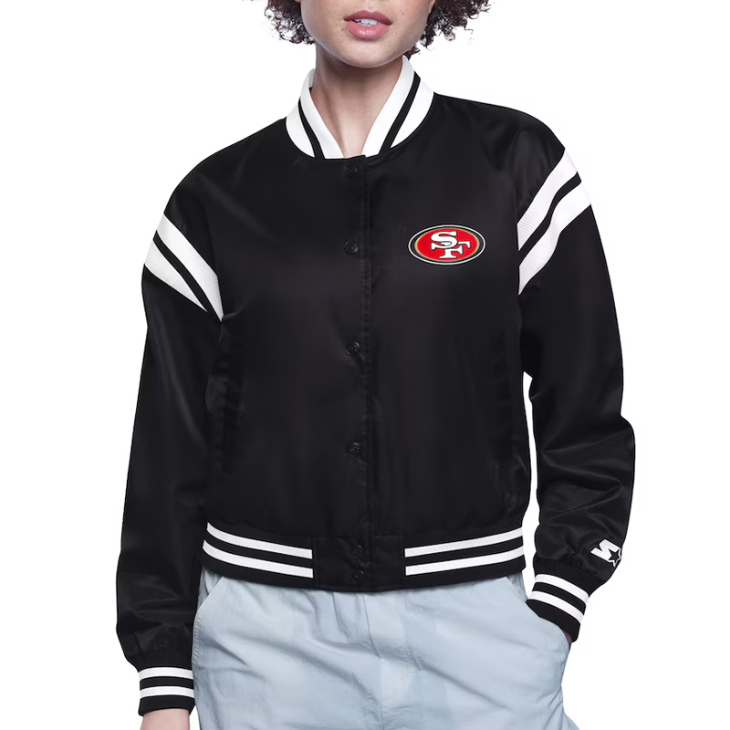 San Francisco 49ers Printed Logo Varsity Satin Jacket