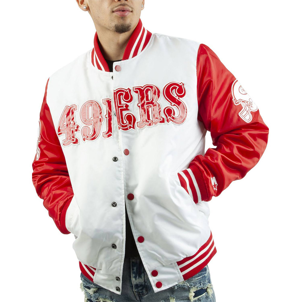 San Francisco 49ers White and Red Satin Jacket - Image 3