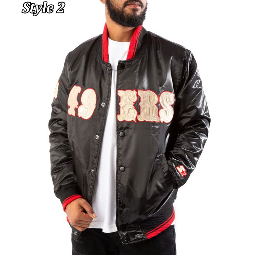 San Francisco 49ers Starter Satin Black Jacket - Image 6