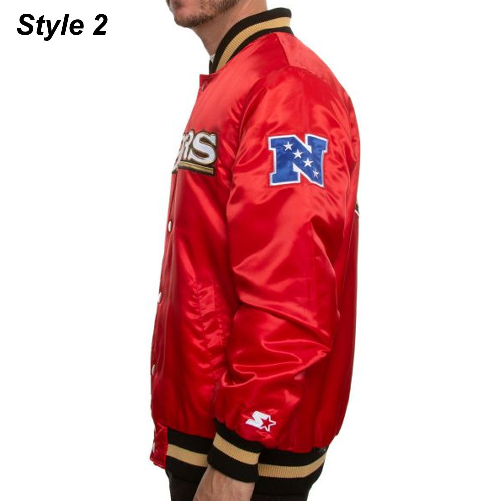 49ERS San Francisco Red/Black Satin Bomber Jacket - Image 14