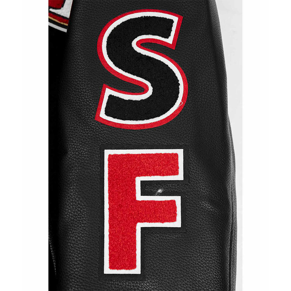 San Francisco 49ers Script Tail Classic Rib Varsity Jacket - Image 9