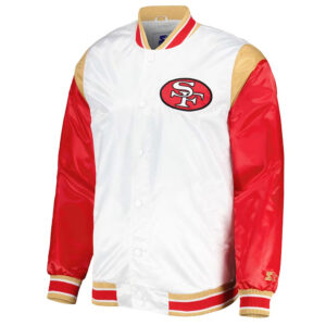 Throwback Warm Up Pitch San Francisco 49ers Varsity Satin Jacket