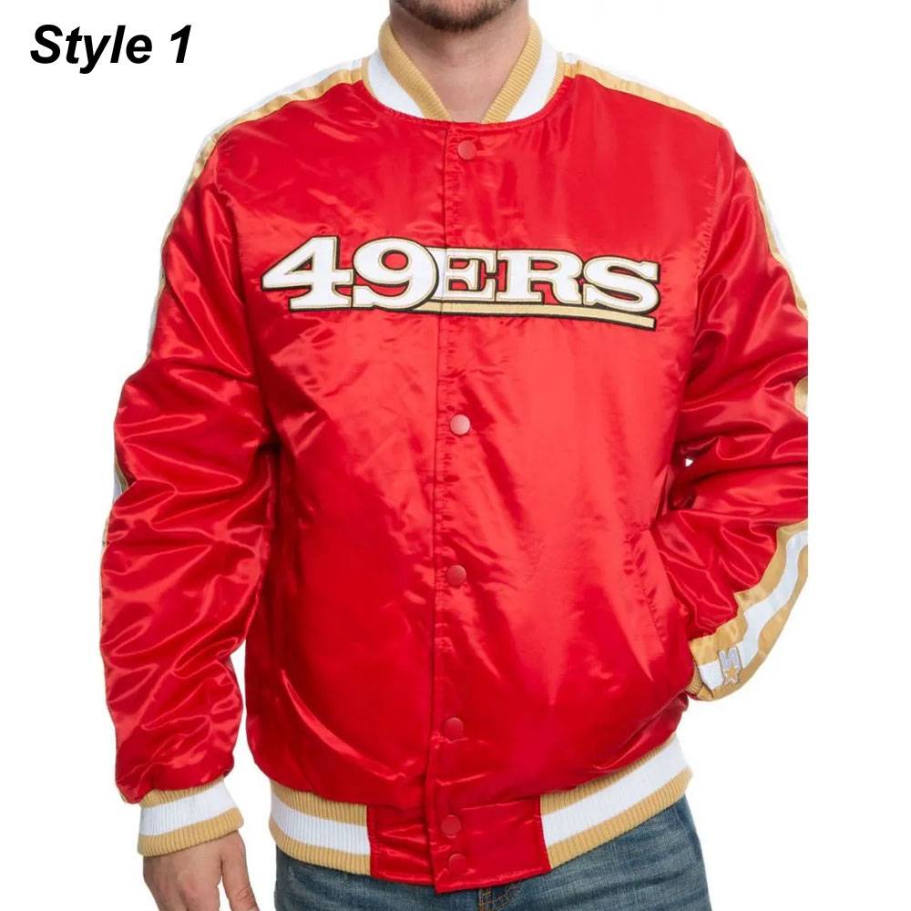 49ERS San Francisco Red/Black Satin Bomber Jacket