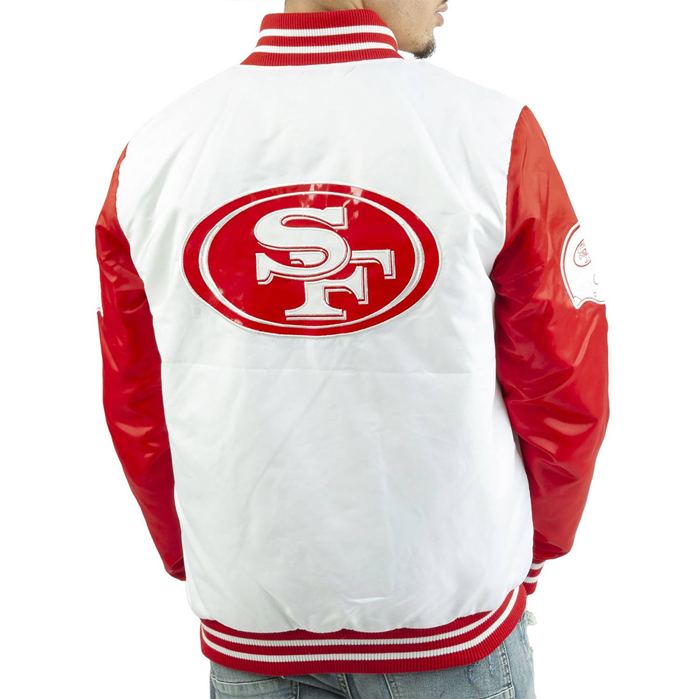 San Francisco 49ers White and Red Satin Jacket - Image 2