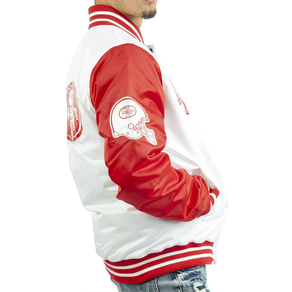 San Francisco 49ers White and Red Satin Jacket - Image 4
