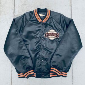 1990s San Francisco Giants Spellout Navy Satin Jacket