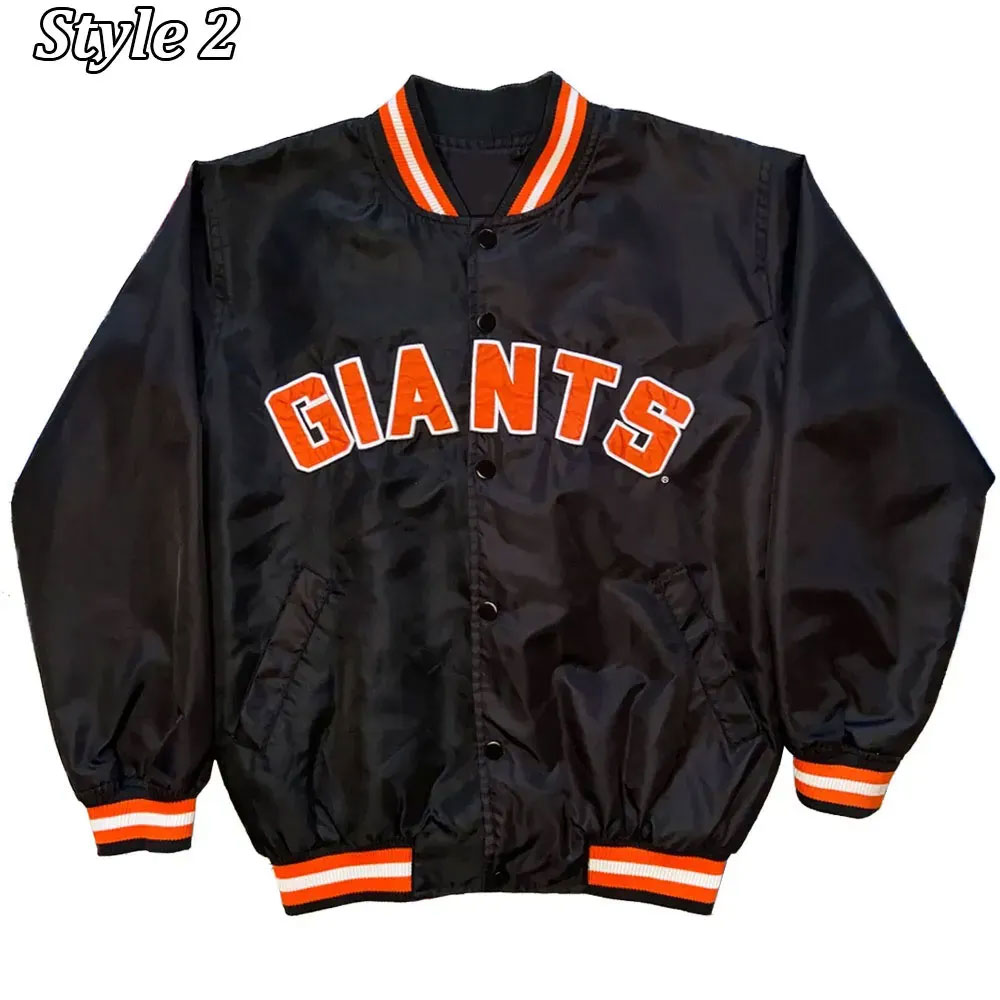 San Francisco Giants Italic Black Satin Jacket - Image 2