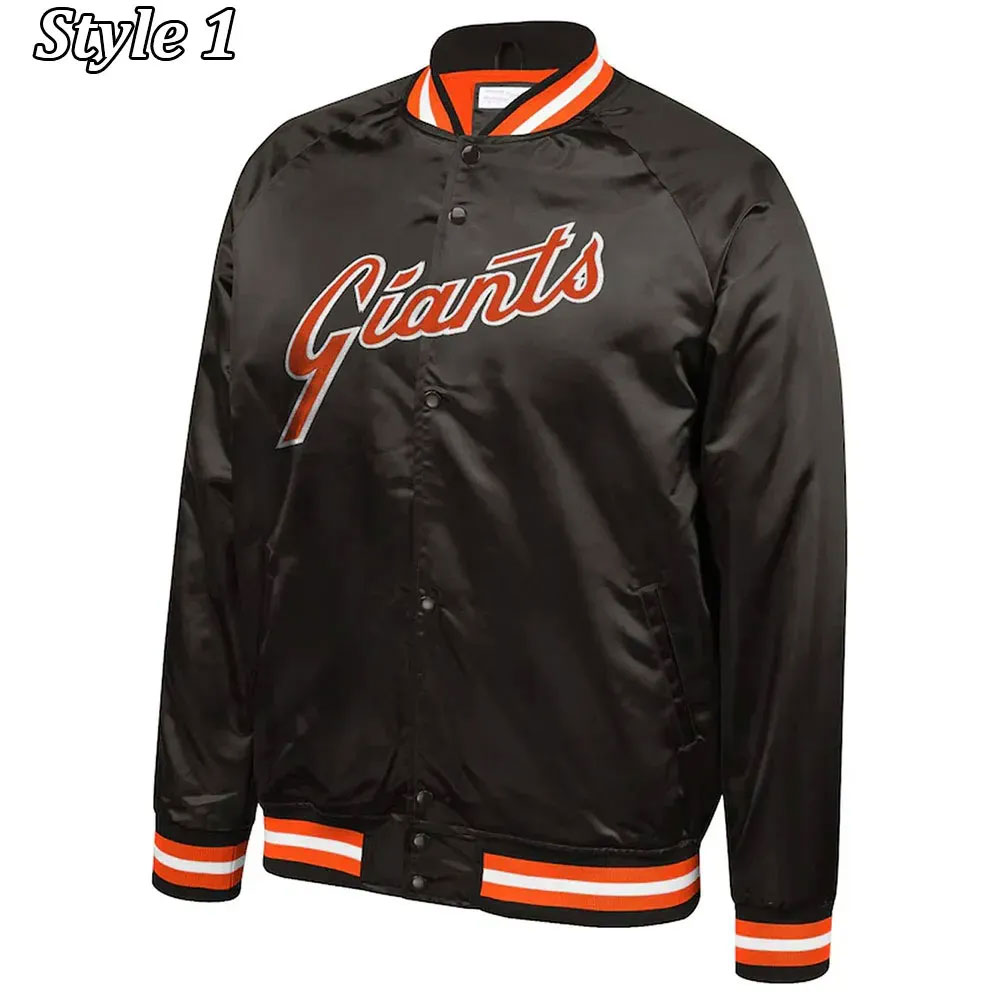 San Francisco Giants Italic Black Satin Jacket