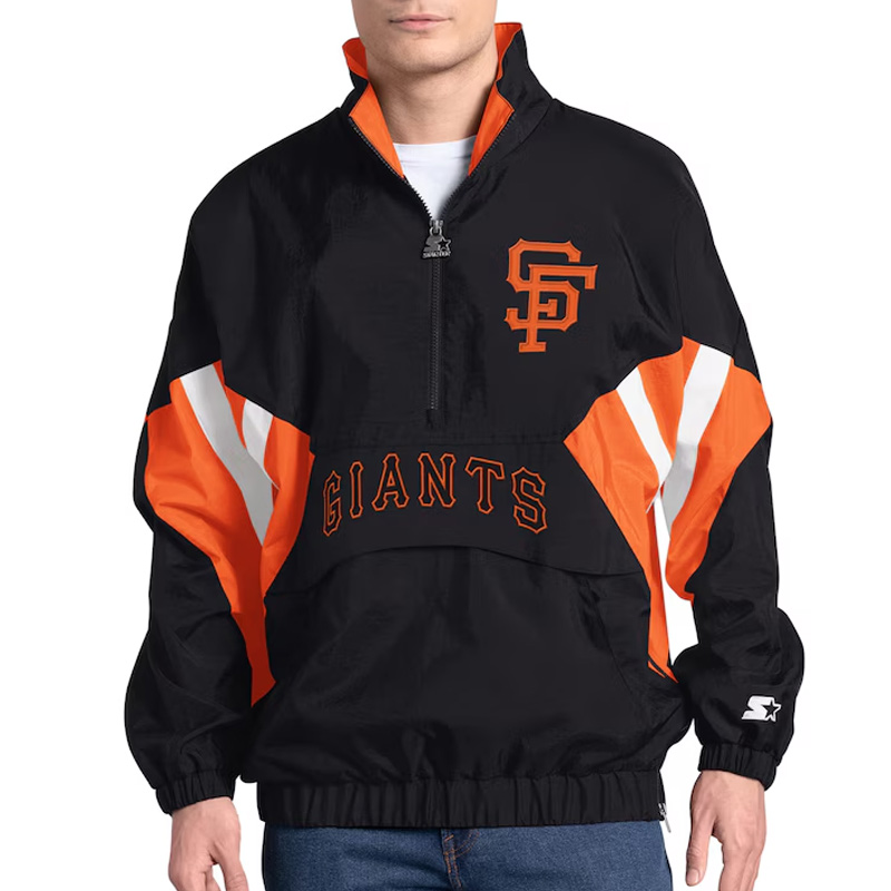 San Francisco Giants Cooperstown Chief Black Half-Zip Pullover