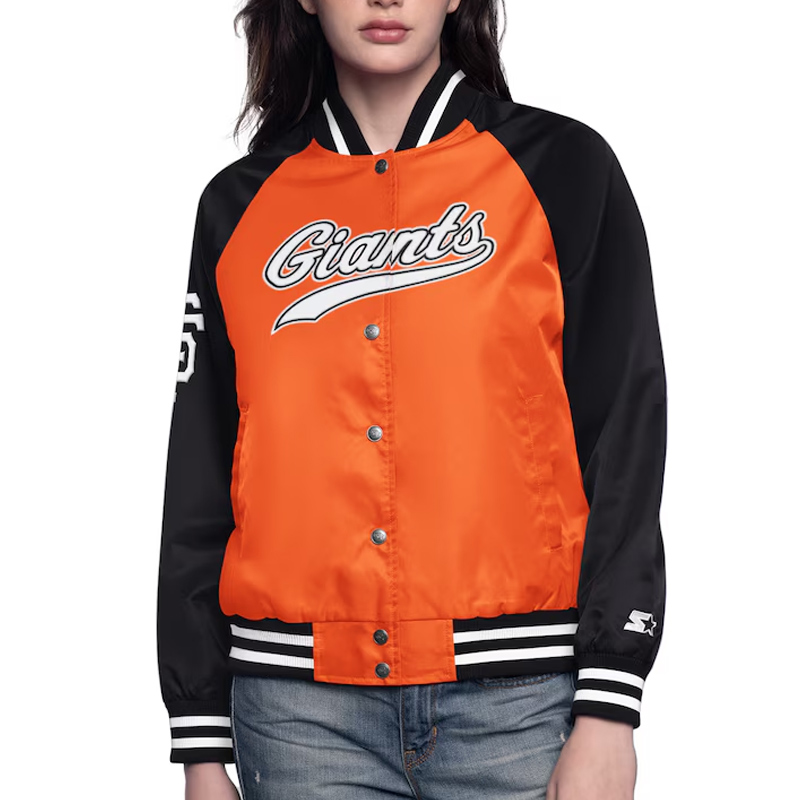 Orange/Black San Francisco Giants Home Run Varsity Satin Jacket