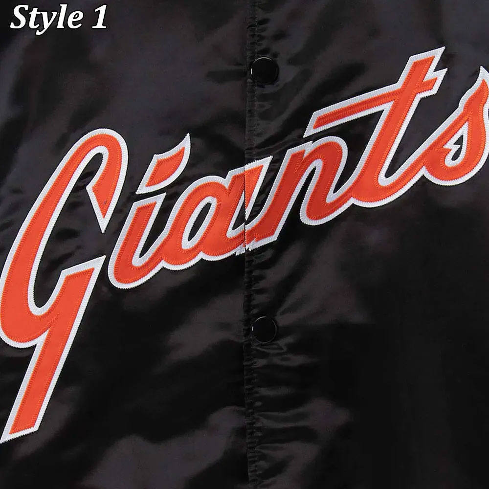 San Francisco Giants Italic Black Satin Jacket - Image 5