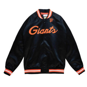 San Francisco Giants Black Lightweight Satin Orange Rib Jacket