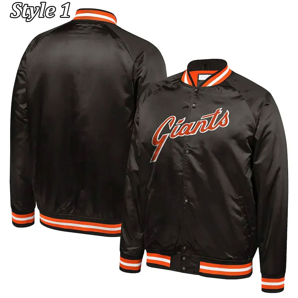 San Francisco Giants Italic Black Satin Jacket - Image 4