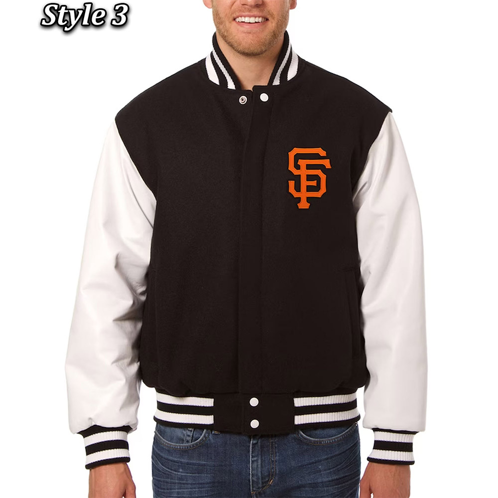 San Francisco Giants Black and White Varsity Jacket - Image 3