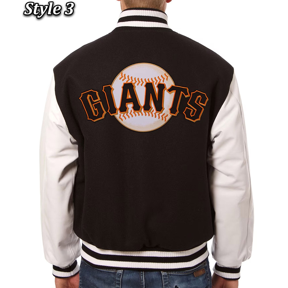 San Francisco Giants Black and White Varsity Jacket - Image 6