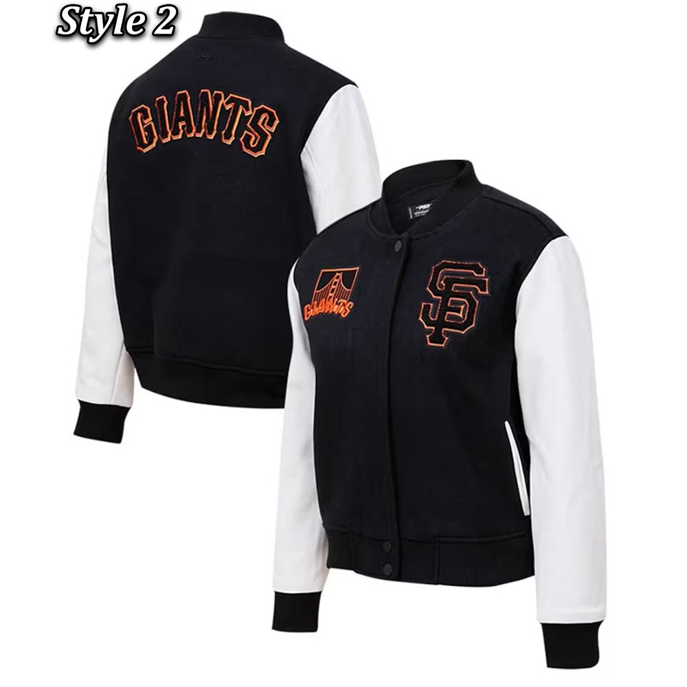 San Francisco Giants Black and White Varsity Jacket - Image 7