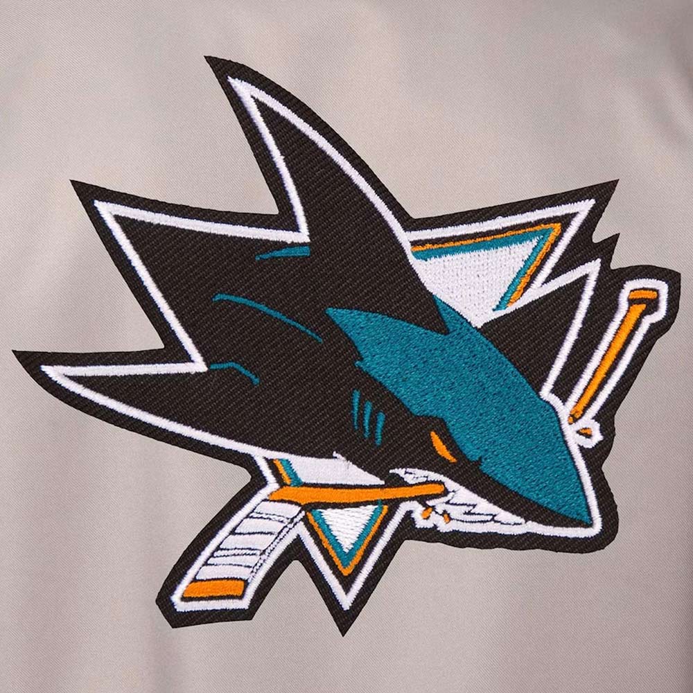 San Jose Sharks Front Hit Gray and Black Poly Twill Jacket - Image 3