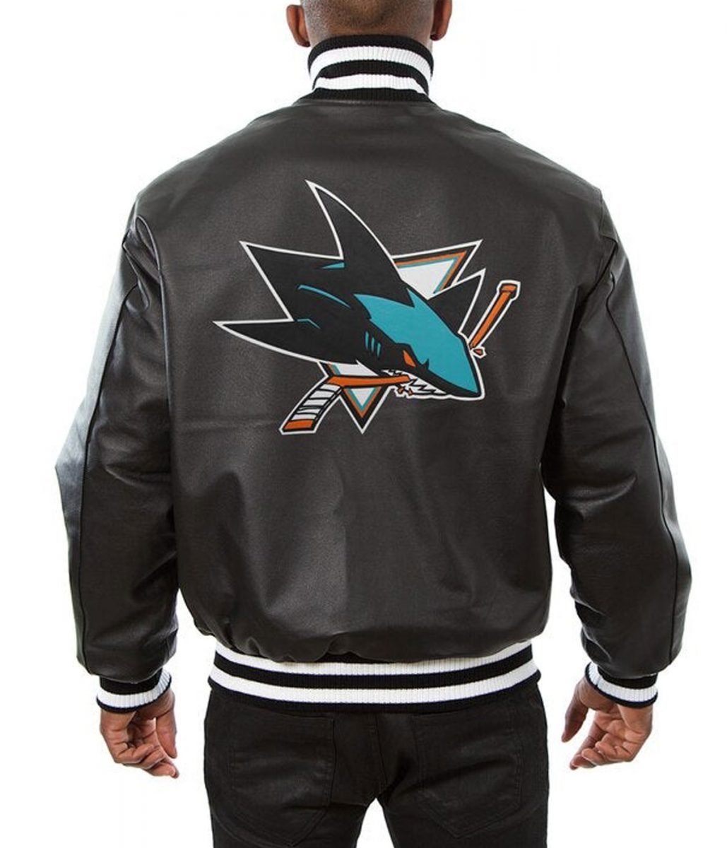 Varsity San Jose Sharks Black Leather Jacket - Image 2