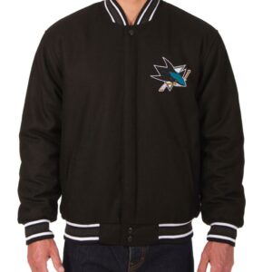 Varsity San Jose Sharks Black Wool Jacket