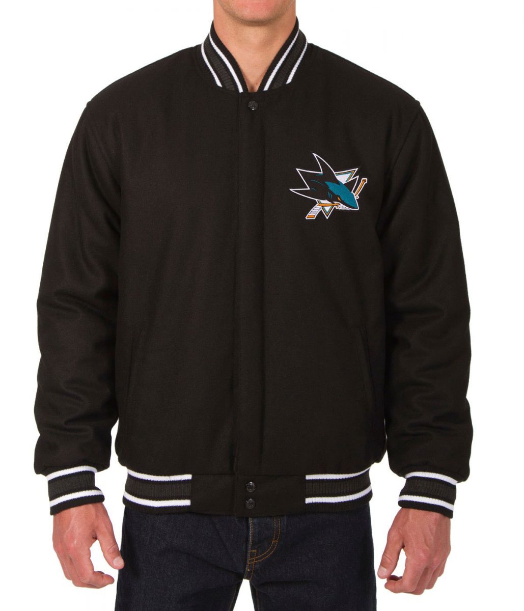 Varsity San Jose Sharks Black Wool Jacket