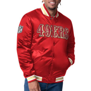 San Francisco 49ers Closer Scarlet/Gold Satin Jacket
