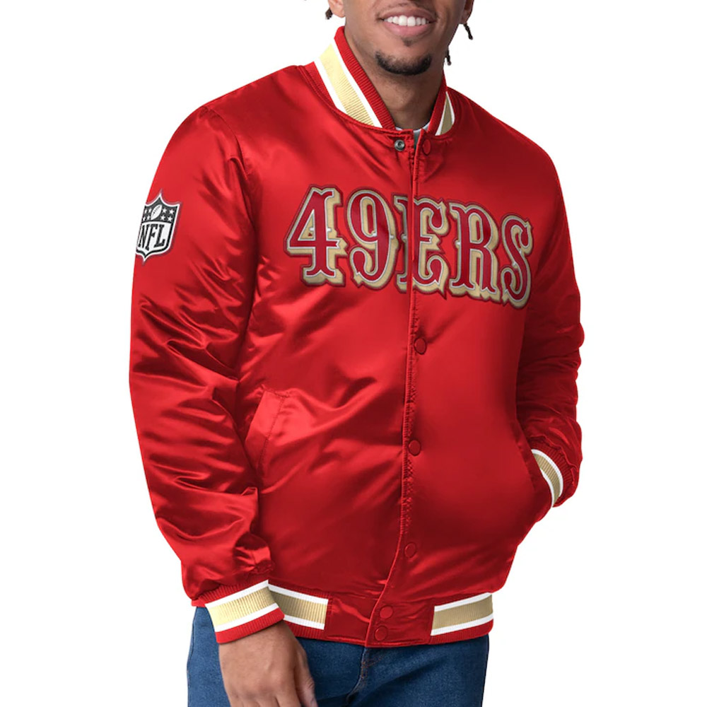 San Francisco 49ers Closer Scarlet/Gold Satin Jacket