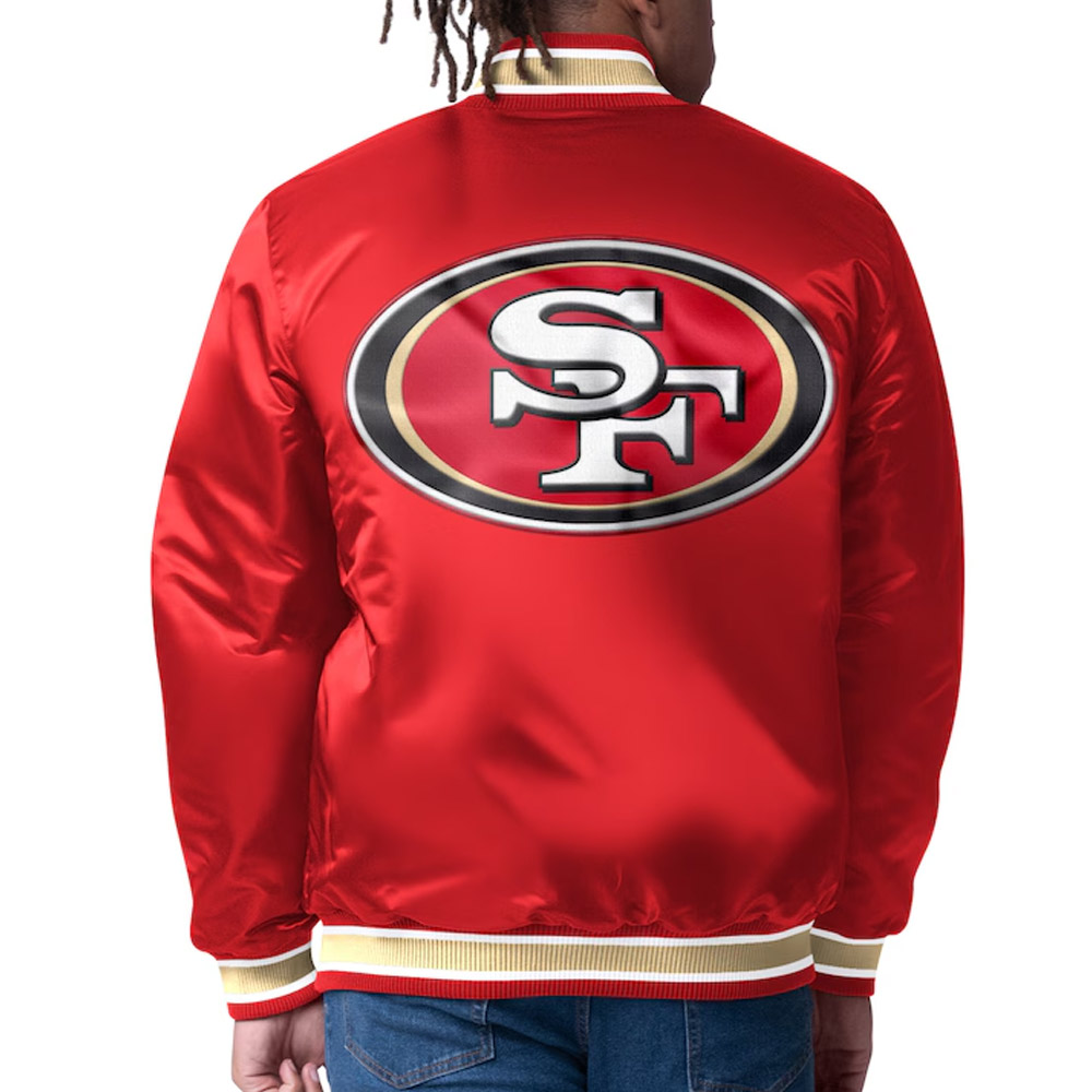 San Francisco 49ers Closer Scarlet/Gold Satin Jacket - Image 3
