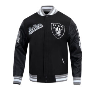 Las Vegas Raiders Script Tail Classic Rib Varsity Jacket