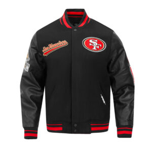 San Francisco 49ers Script Tail Classic Rib Varsity Jacket