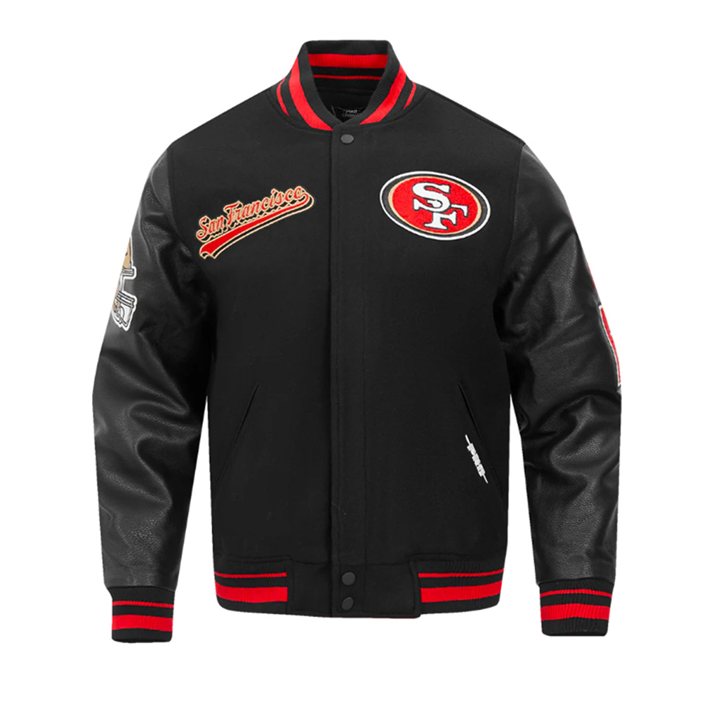 San Francisco 49ers Script Tail Classic Rib Varsity Jacket