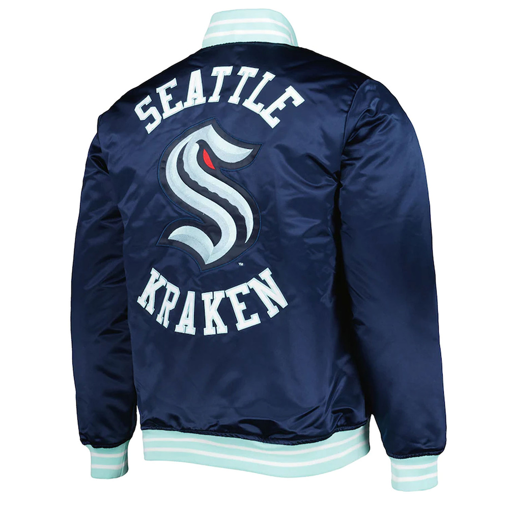 Seattle Kraken Deep Sea Blue Heavyweight Satin Jacket - Image 2
