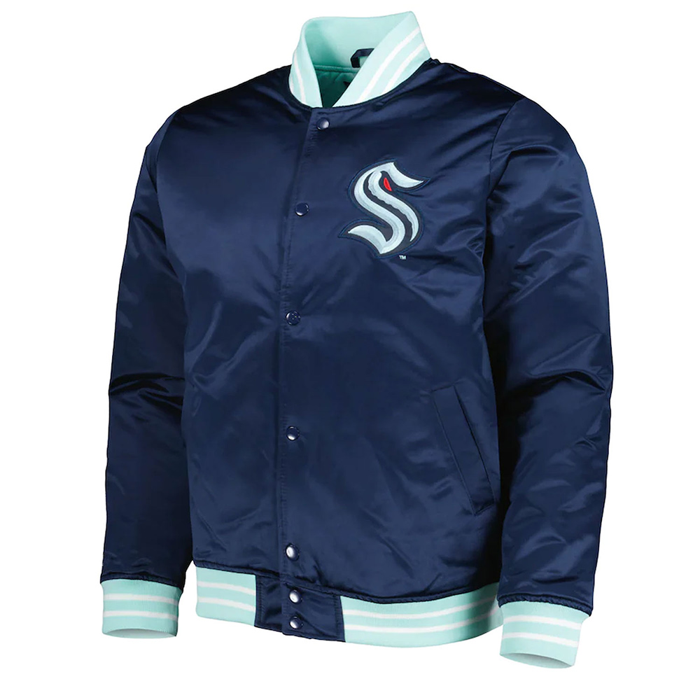 Seattle Kraken Deep Sea Blue Heavyweight Satin Jacket
