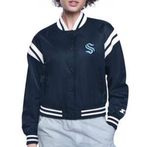 Seattle Kraken Printed Logo Varsity Satin Jacket