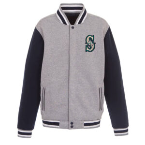 Varsity Seattle Mariners Navy Blue and Gray Wool Jacket