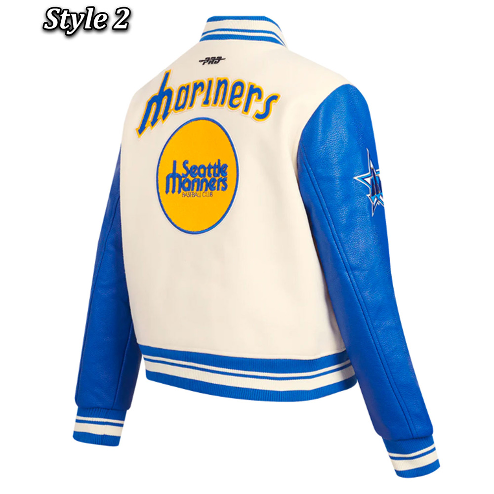 Retro Classic Rib Seattle Mariners Varsity Jacket - Image 8