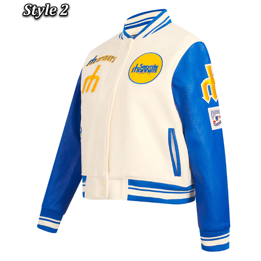 Retro Classic Rib Seattle Mariners Varsity Jacket - Image 6