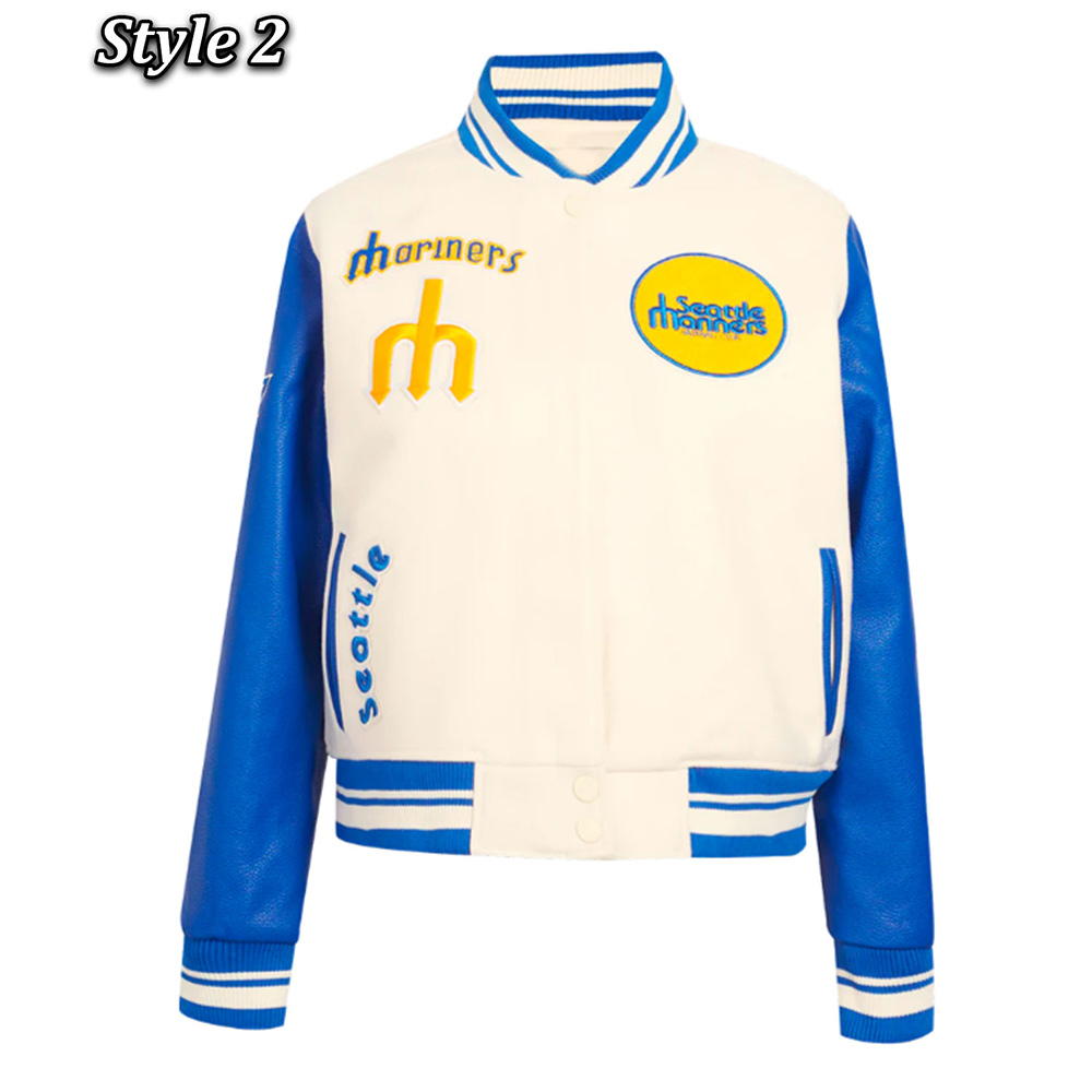 Retro Classic Rib Seattle Mariners Varsity Jacket - Image 2