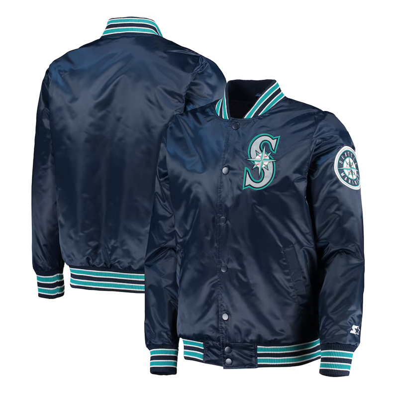 Seattle Mariners The Diamond Navy Satin Jacket - Image 3