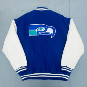 1990's Seattle Seahawks Royal and White Varsity Jacket