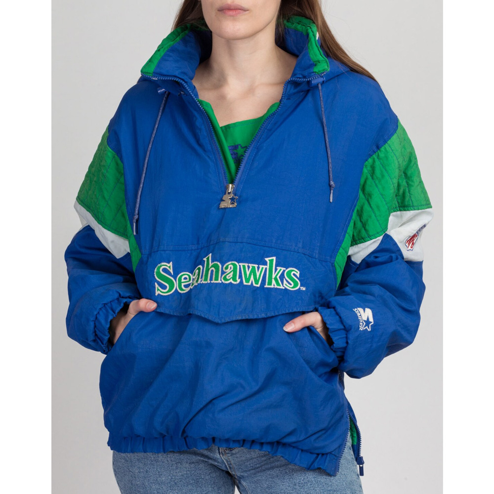 Seattle Seahawks 90's Pullover Hooded Jacket - Image 3