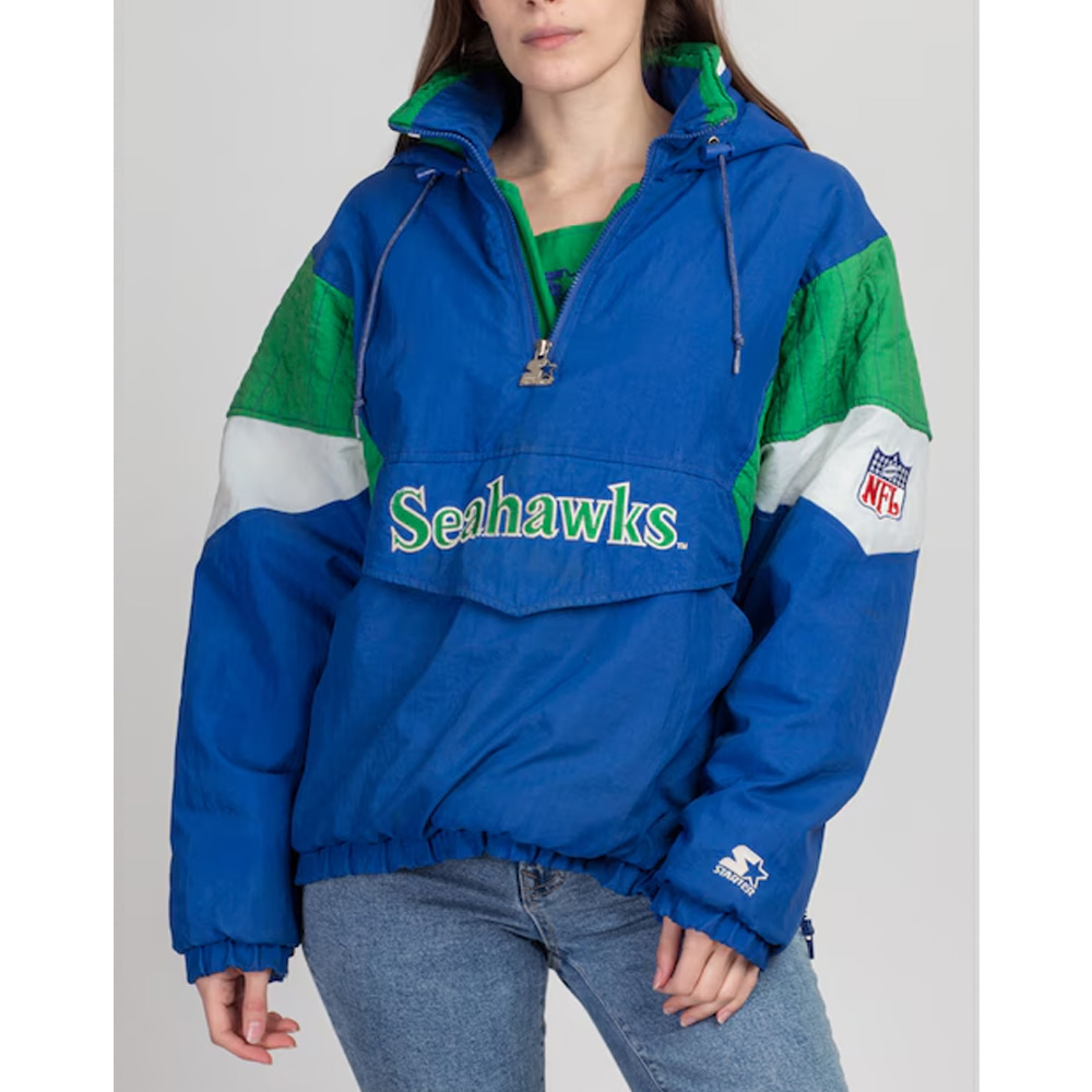 Seattle Seahawks 90's Pullover Hooded Jacket - Image 4